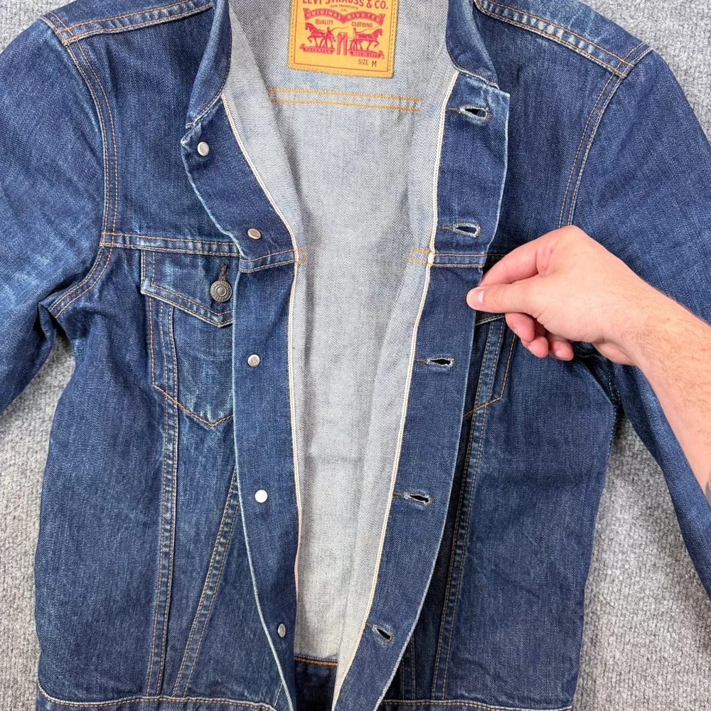 Levis LVC Selvedge Denim Trucker Jacket Mens M Dark Blue Type 3 III Made in USA